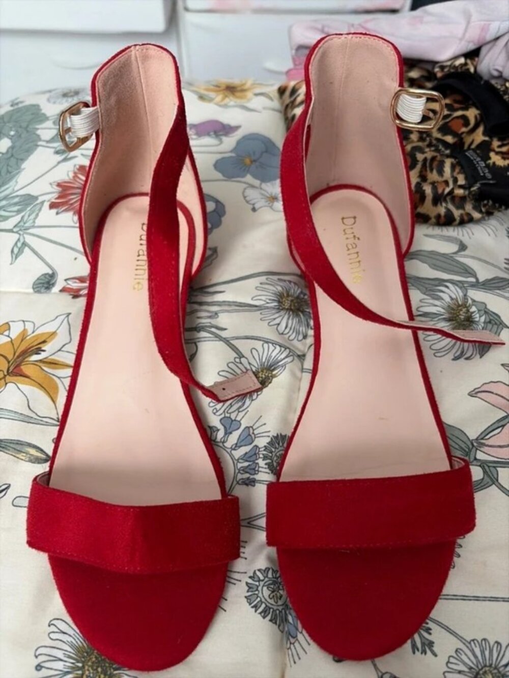 Red heels, kid size 5